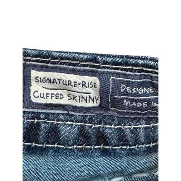 Miss Me Womens Signature-Rise Cuffed Skinny Distressed Jeans With Rhinestone Bac - Picture 4 of 7